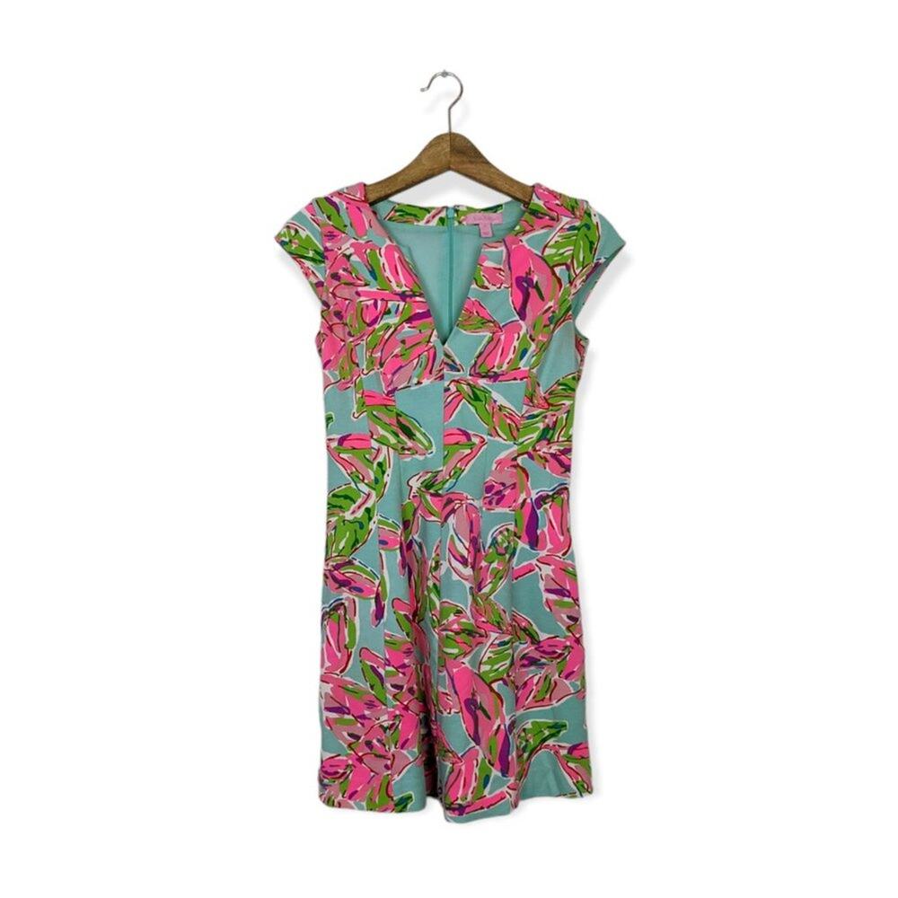 Lilly Pulitzer Brielle Dress XS Vias Floral Fit Flare Sleeveless Resort